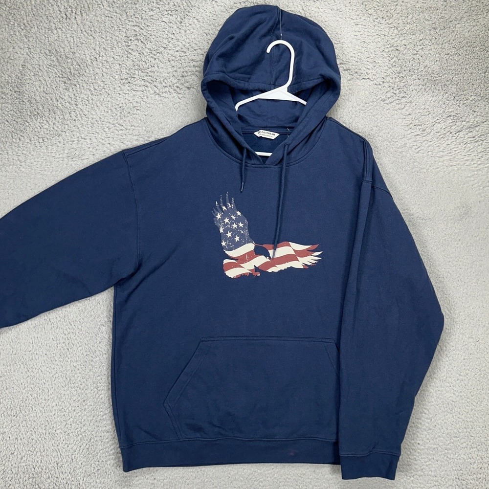 American Flag Eagle Hoodie Mens XL Red White Blue Field & Stream Field & Stream